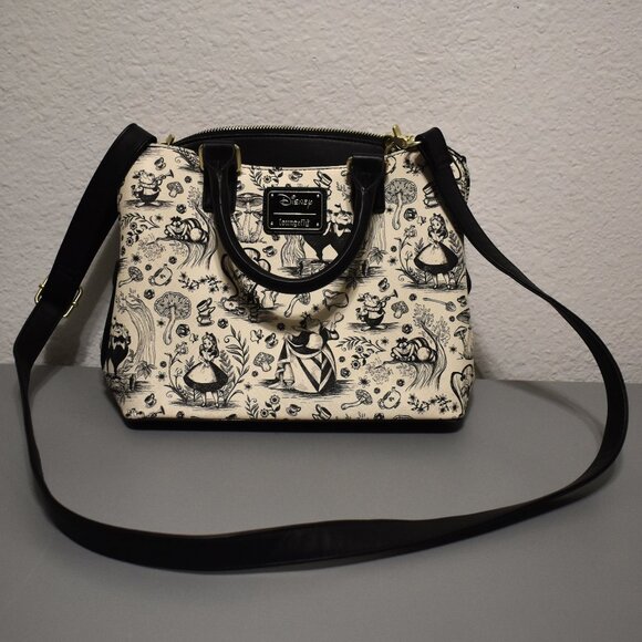 Loungefly Alice In Wonderland Line Art Crossbody Purse - Picture 5 of 11